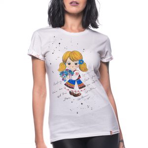 Painted T-shirt ‘GIRL WITH VIOLETS’
