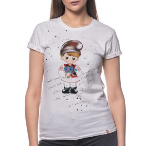 Painted T-shirt ‘BOY WITH VIOLETS’