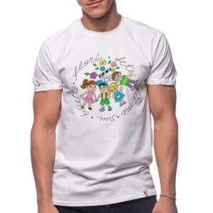 Painted T-shirt “FLOWERS GIRLS MOVIES AND BOYS”