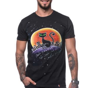 Painted T-shirt “BLACK CAT”